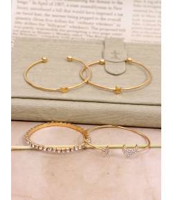 Crunchy Fashion Gold-Plated Contemporary Cubic Kada Style Bracelet CFB0472