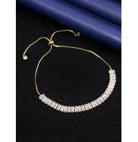 Crunchy Fashion Silver Toned Multi String White Crystal/ ADBracelet CFB0473