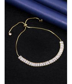 Crunchy Fashion Silver Toned Multi String White Crystal/ ADBracelet CFB0473