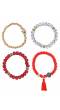 Crunchy Fashion Bohemian Turquoise Red Evil Eye Multi-String Bracelet CFB0475