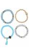 Crunchy Fashion Bohemian Turquoise Blue Evil Eye Multi-String Bracelet CFB0476