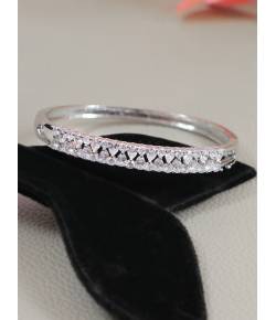 Crunchy Fashion Elegant Silver-Plated AD American Diamond Studded Bracelet CFB0501