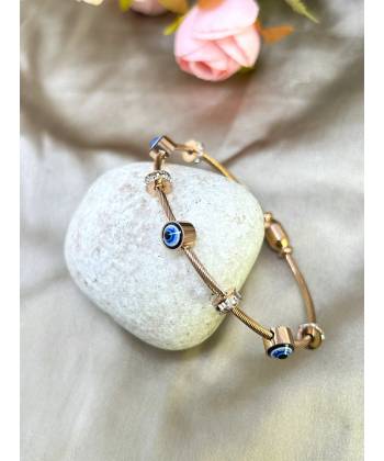 Classic Rose Gold Evil Eye Bracelet for Women-Girls: Anti-Tarnish and Water Proof