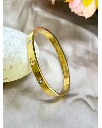 Buy Online Crunchy Fashion Earring Jewelry Gold Evil Eye Bangle Bracelet for Women- 18K Plated, Stainless Steel | Anti-Tarnish & Waterproof Cuff Bracelets CFB0507