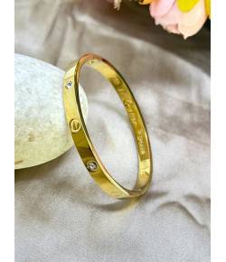 Gold Love Essence - Crystal Studded Bangle for Women | Anti Tarnish & Water Resistant