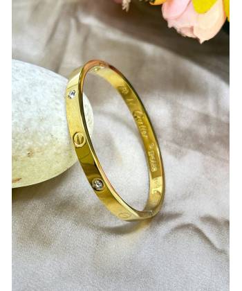 Gold Love Essence - Crystal Studded Bangle for Women | Anti Tarnish & Water Resistant