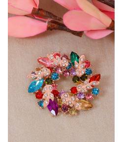 Crunchy Fashion Multicolor Fusion Mix Stone Floral Brooch CFBR0089