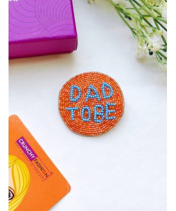 Dad to Be' Orange Handmade Beaded Brooch for Men