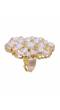 Crunchy Fashion Gold-Plated Traditional White  Kundan Work Finger Ring CFR0495