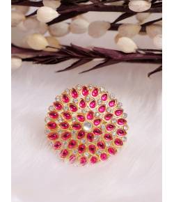 Shinning Diva Gold-Plated  Kundan Floral Ring CFR0516