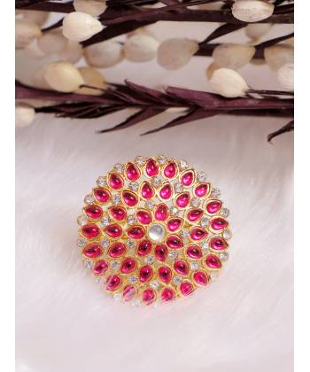 Shinning Diva Gold-Plated  Kundan Floral Ring CFR0516
