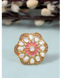 Buy Online  Earring Jewelry SwaDev  Silver-Plated White & Pink AD-Studded Handcrafted Finger Ring SDJR0010 Rings SDJR0010