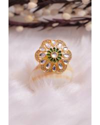 Buy Online Royal Bling Earring Jewelry Pink-Green Kundan Studded Wedding Jhumka Earrings for Jewellery RAE2470
