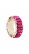 Crunchy Fashion Gold-Tone Pink Crystal Studded Eternity Band Finger Rings CFR0591
