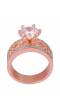 Crunchy Fashion Rose Gold Princess Cut American Diamond Finger Ring CFR0613