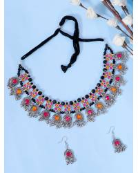 Buy Online Royal Bling Earring Jewelry Elegant Gold-plated  Traditional  Multicolor  Necklace Set With Earrings RAS0386 Jewellery RAS0386
