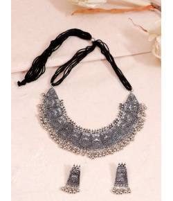 Oxididsed Traditional German Silver Plated Choker Jewellery Set CFS0376