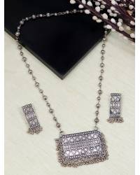 Buy Online Crunchy Fashion Earring Jewelry Crunchy Fashion Oxidized Silver Ghungroo Studded Tasselled Layered Necklace CFN0941 Necklaces & Chains CFN0941