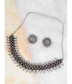Crunchy Fashion Oxidised German Silver Ethnic  Tribal Jewellery Set CFS0383