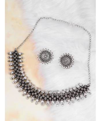 Crunchy Fashion Oxidised German Silver Ethnic  Tribal Jewellery Set CFS0383