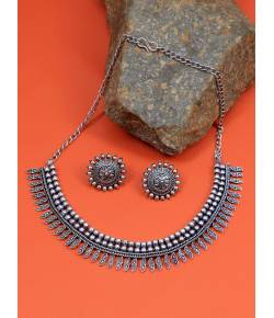 Crunchy Fashion Oxidised Silver Tribal Banjara Jewellery Set CFS0384