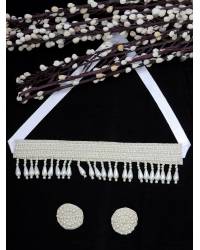 Buy Online Crunchy Fashion Earring Jewelry Boho Handmade Silver White Choker Necklace with Earrings For Party Wear CFS0361 Handmade Beaded Jewellery CFS0361