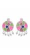 Crunchy Fashion Handcrafted White- Multicolor Studded Beaded Jewellery Set CFS0425