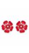 Crunchy Fashion Handmade Adjustable Flower White & Red Beads Choker Beads Fabric Necklace Set