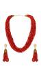 Crunchy Fashion Red Pearl Long Layered Jewellery Set CFS0429