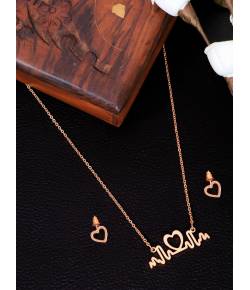 Crunchy Fashion Gold-Plated Heartbeat with Middle Heart Stunning Fancy Pendant Jewellery Set CFS0431