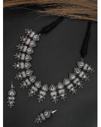 Buy Online Crunchy Fashion Earring Jewelry SwaDev American Diamond White & Silver-Plated Heavy  Party Wear Jewellery Set SDJS0005 Jewellery Sets SDJS0005