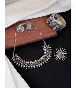 Silver Oxidised Festival Jewellery Set for Women