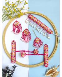 Buy Online Crunchy Fashion Earring Jewelry Dulhaniya Multicolored Flower Mehndi Jewellery Set for Haldi Handmade Beaded Jewellery CFS0621