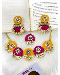 Buy Online Crunchy Fashion Earring Jewelry Yellow-Orange Handmade Boho Beaded Long Necklace for Girls & Women Necklaces & Chains CFN0990