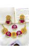 Pink-Yellow Handmade Fabric Jewelry Sets for Bridal and Haldi-Mehandi
