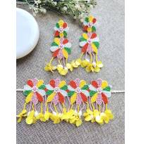 Multicolored Handmade Flower Jewellery Set for Haldi-Mehndi