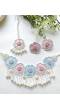 Pink-Sky Blue Bridal Haldi-Mehndi Beaded Floral Jewellery