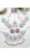 Pink-Sky Blue Bridal Haldi-Mehndi Beaded Floral Jewellery