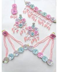 Buy Online Crunchy Fashion Earring Jewelry Pink-Yellow Floral Haldi-Mehndi/Baby Shower Jewellery Handmade Beaded Jewellery CFS0617