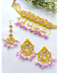 Buy Online Crunchy Fashion Earring Jewelry Meher Maroon Handmade Fabric Jewellery Set for Women Necklaces & Chains CFS0481