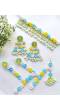 Handmade Floral Sky Blue-Pink-Yellow Beaded Jewelry Set for