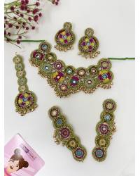 Buy Online Crunchy Fashion Earring Jewelry Yellow Flowers Jewellery Set for Haldi and Mehndi Handmade Beaded Jewellery CFFS0066