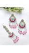 Green-Pink Handmade Beaded Jewelery Set for Haldi/mehndi