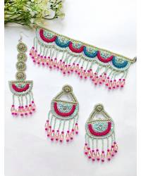Buy Online Crunchy Fashion Earring Jewelry Pink Handmade Beaded Parrot Earrings for Girls Drops & Danglers CFE2091