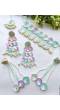 Peach-Mint Green Handmade Sequence Flowers Jewellery Sets