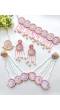 Pink Floral Handmade Beaded Jewellery Set for Haldi,Mehndi,