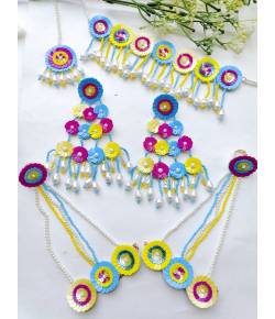 Multicolored Flower Design Handmade Jewellery Set for