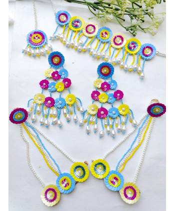 Multicolored Flower Design Handmade Jewellery Set for