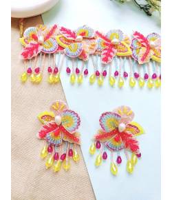 Yellow-Pink Floral Haldi-Mehndi Jewellery Set for Women
