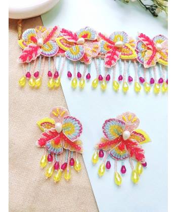 Yellow-Pink Floral Haldi-Mehndi Jewellery Set for Women